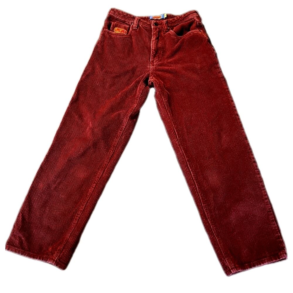 Empyre Loose Fit Sk8 Corduroy Pants Size 28 Y2K Skater Burgundy Men's Unisex EUC